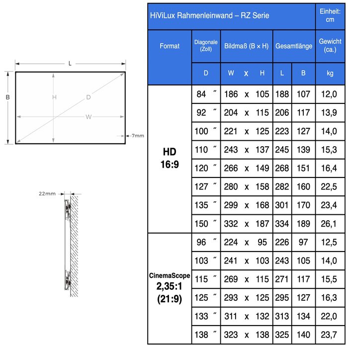 HiViLux HiViLux® ALR Contrast-Fixed Frame – HiViGrey  5D/HD R - 138" 21:9  323 x 138 cm