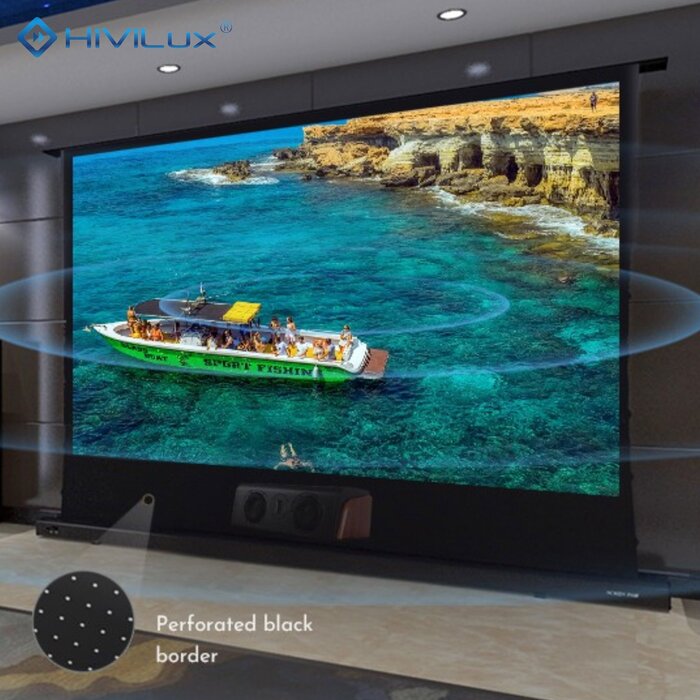 HiViLux HiViLux®  Vloer-gemotoriseerd projectiescherm – HiViWhite  1,0 – wit - 120" 16:9 HD   265 x 149 cm