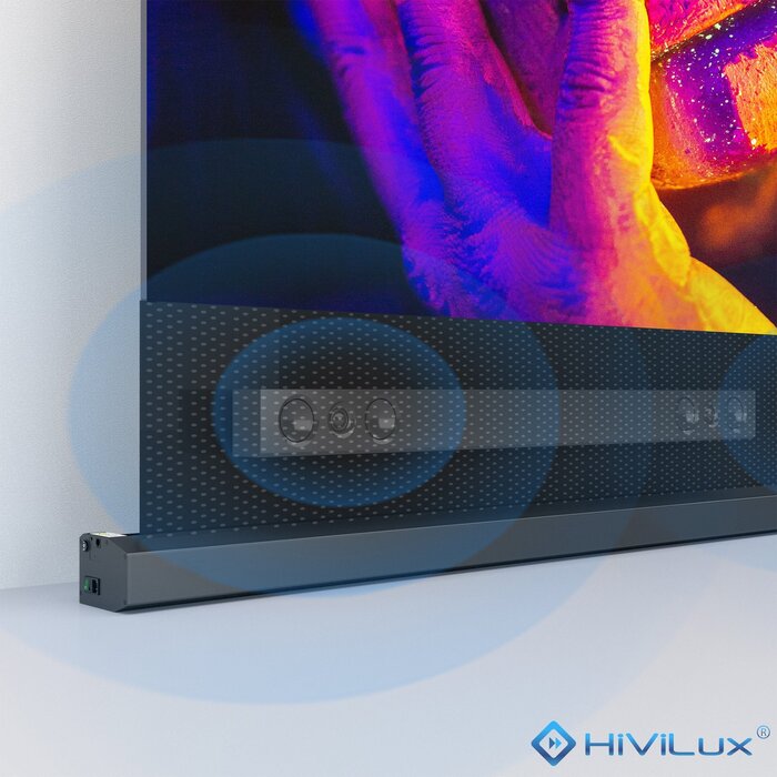 HiViLux HiViLux®  Vloer-gemotoriseerd projectiescherm – HiViWhite  1,0 – zwart - 110" 16:9 HD   244 x 137 cm