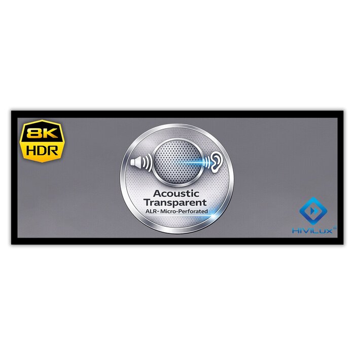 HiViLux HiViLux® ALR Akoestisch  Flueel -Fixed Frame – HiViGrey  5DMP HD R micro perforated - 159" 21:9  372 x 158 cm