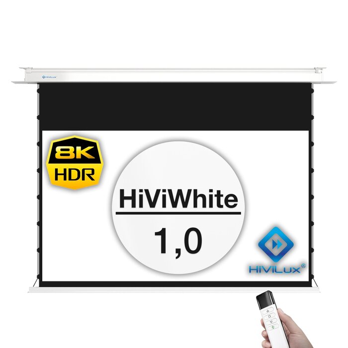 HiViLux HiViLux® InCeiling  Tension-gemotoriseerd projectiescherm Met HiViWhite  1,0 Wit Doek - 150" 16:9 HD 332 x 187 cm