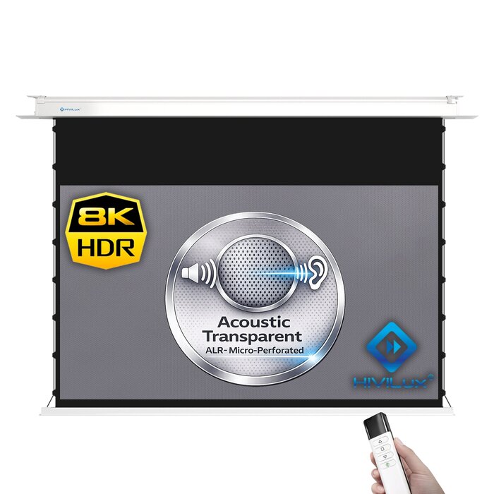 HiViLux HiViLux® ALR akoestiek  InCeiling  Tension-gemotoriseerd projectiescherm Met HiViGrey  5DMP micro perforated - 110" 16:9 HD 244 x 137 cm