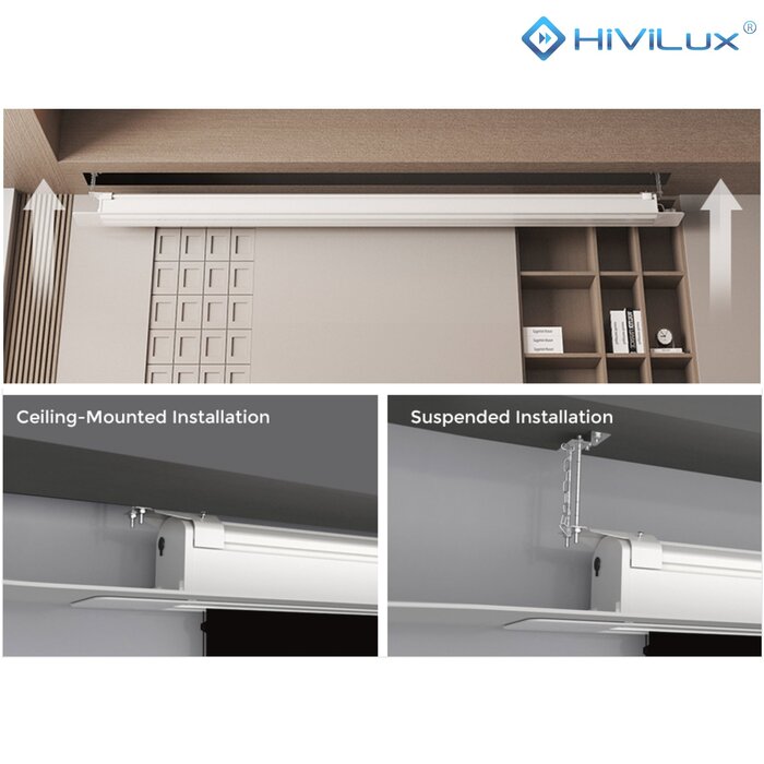 HiViLux HiViLux® grijs InCeiling  Tension-gemotoriseerd projectiescherm Met HiViGrey  0,8 - 110" 16:9 HD 244 x 137 cm