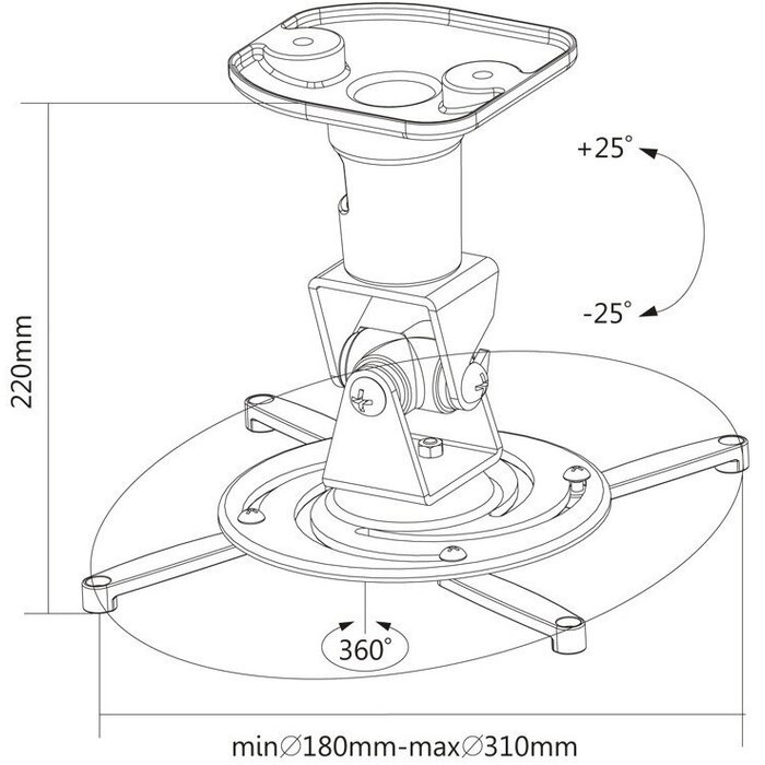 Universele Beamerbeugel Zilver – 22,5 cm  Zilver - Copy