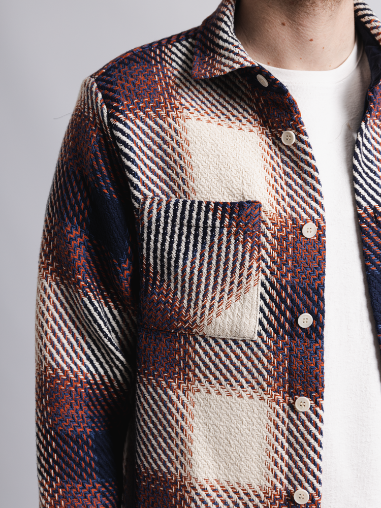 Wax London Whiting Overshirt Ombre Check Rust