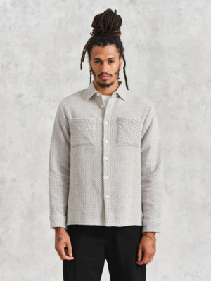 Wax London Wax London Whiting Overshirt Stephey Blue/Ecru