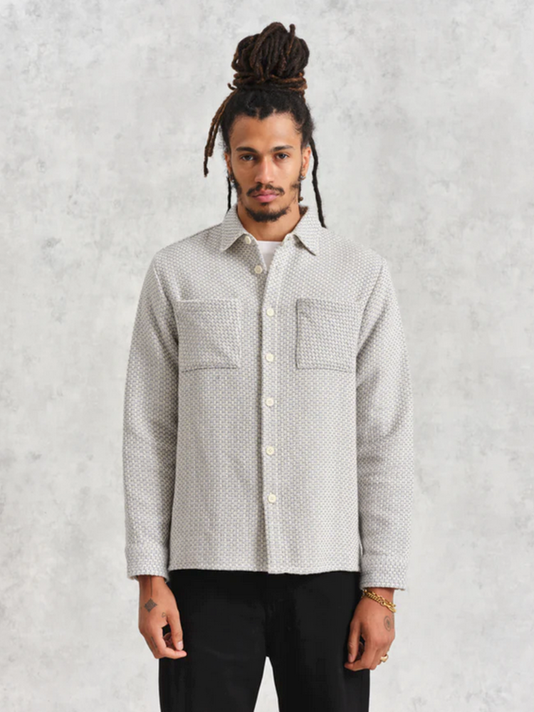 Wax London Wax London Whiting Overshirt Stephey Blue/Ecru