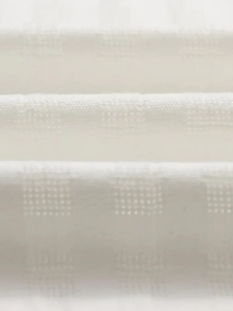 Wax London Didcot Shirt Open Weave Grid Ecru