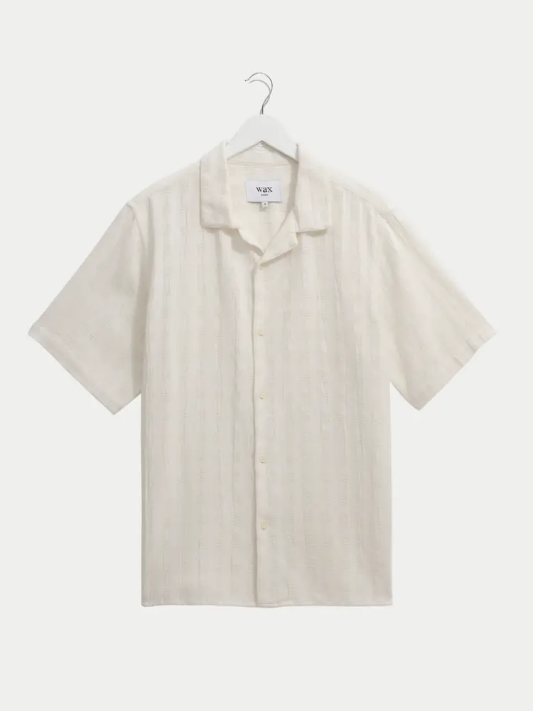 Wax London Didcot Shirt Open Weave Grid Ecru