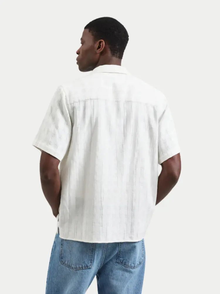 Wax London Didcot Shirt Open Weave Grid Ecru