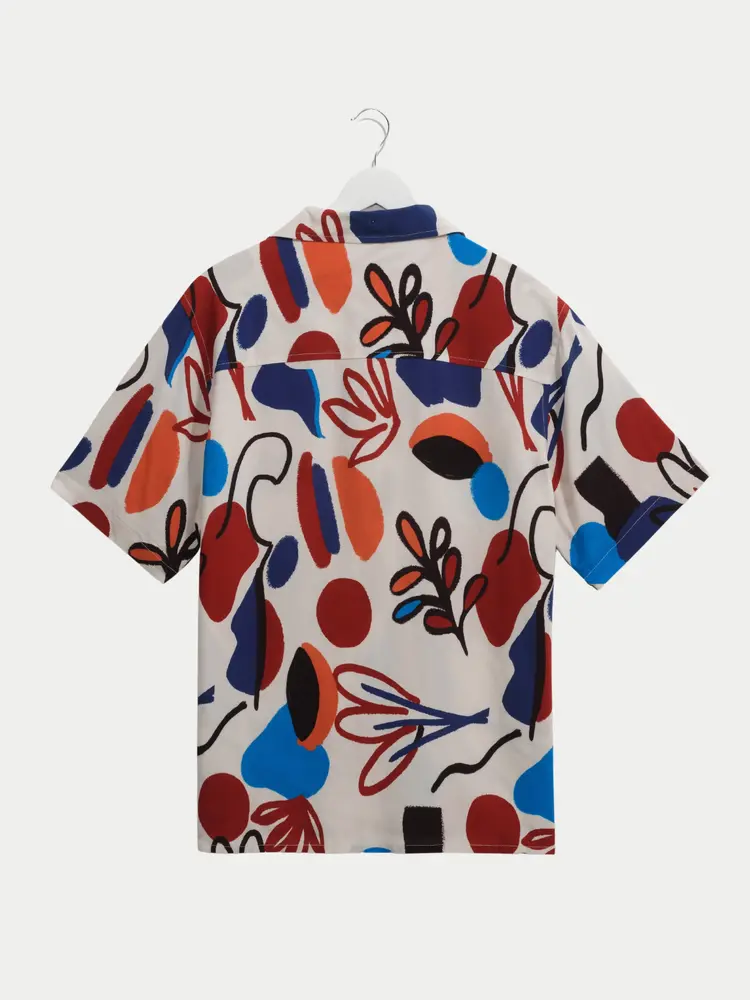Wax London Didcot Shirt Block Scribble Red Blue