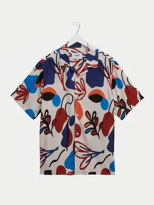 Wax London Didcot Shirt Block Scribble Red Blue