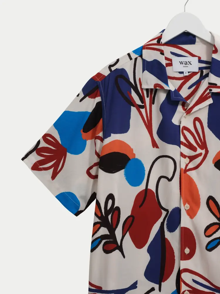 Wax London Didcot Shirt Block Scribble Red Blue
