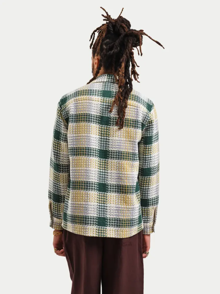 Wax London Whiting Overshirt Addle Check Ecru Green