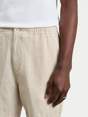 Wax London Kurt Washed Linen Shorts Beige