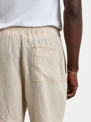 Wax London Kurt Washed Linen Shorts Beige
