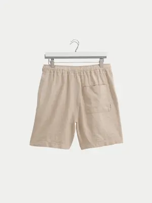 Wax London Kurt Washed Linen Shorts Beige