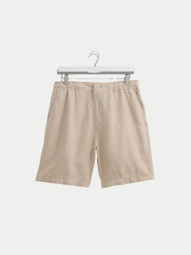 Wax London Kurt Washed Linen Shorts Beige