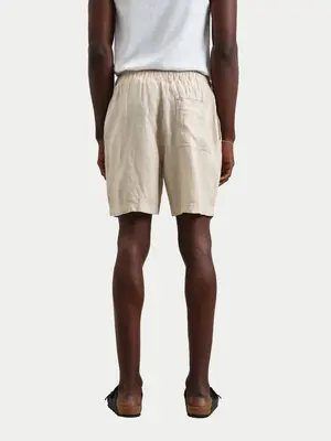 Wax London Kurt Washed Linen Shorts Beige