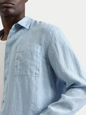 Wax London Rove Linen Shirt Light Blue