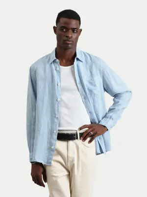 Wax London Rove Linen Shirt Light Blue