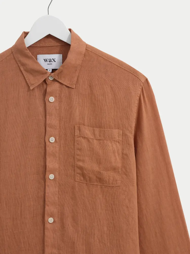 Wax London Rove Linen Shirt Light Brown
