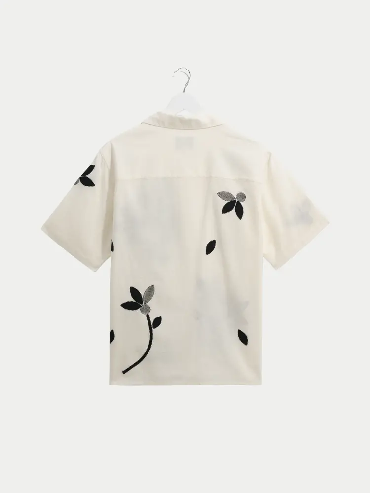 Wax London Didcot Shirt Bloom Applique Ecru Black