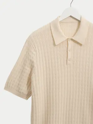 Wax London Naples Polo Diamond Stripe Ecru