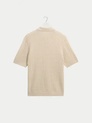 Wax London Naples Polo Diamond Stripe Ecru