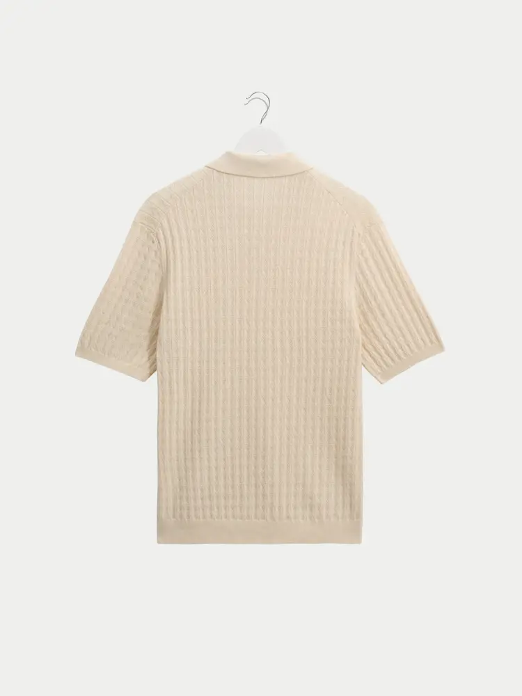 Wax London Naples Polo Diamond Stripe Ecru