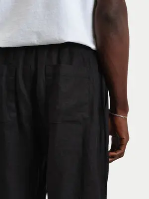 Wax London Glencoe Washed Linen Trouser Black