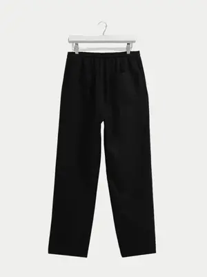 Wax London Glencoe Washed Linen Trouser Black