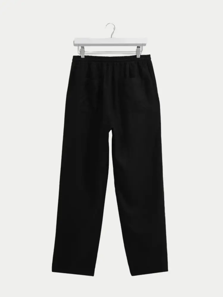 Wax London Glencoe Washed Linen Trouser Black
