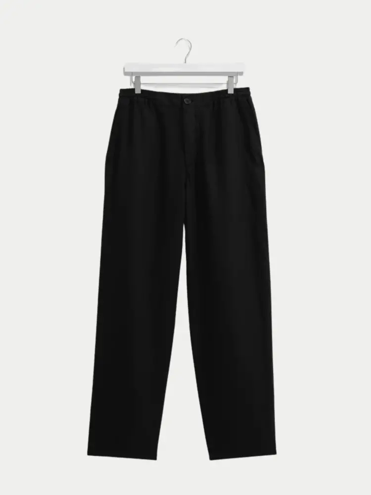 Wax London Glencoe Washed Linen Trouser Black
