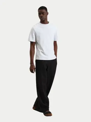 Wax London Glencoe Washed Linen Trouser Black