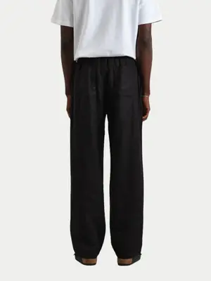 Wax London Glencoe Washed Linen Trouser Black