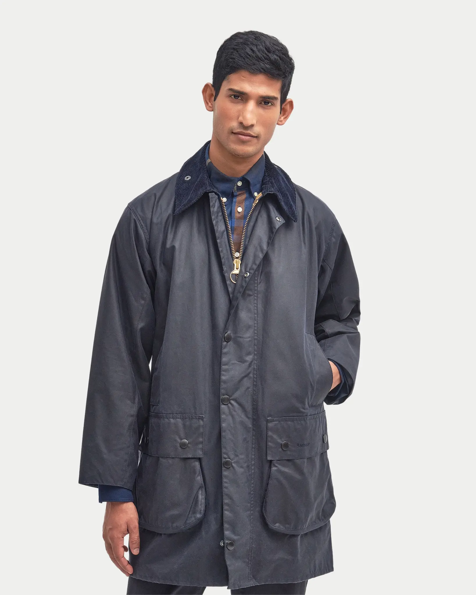 ジャケット・アウター Barbour BORDER WAX JACKET NAVY 34 Barbour Border Wax Jacket Navy | Cultizm