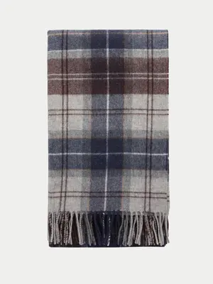 Barbour Brack Patchwork Tartan Scarf Midnight Oak Tartan