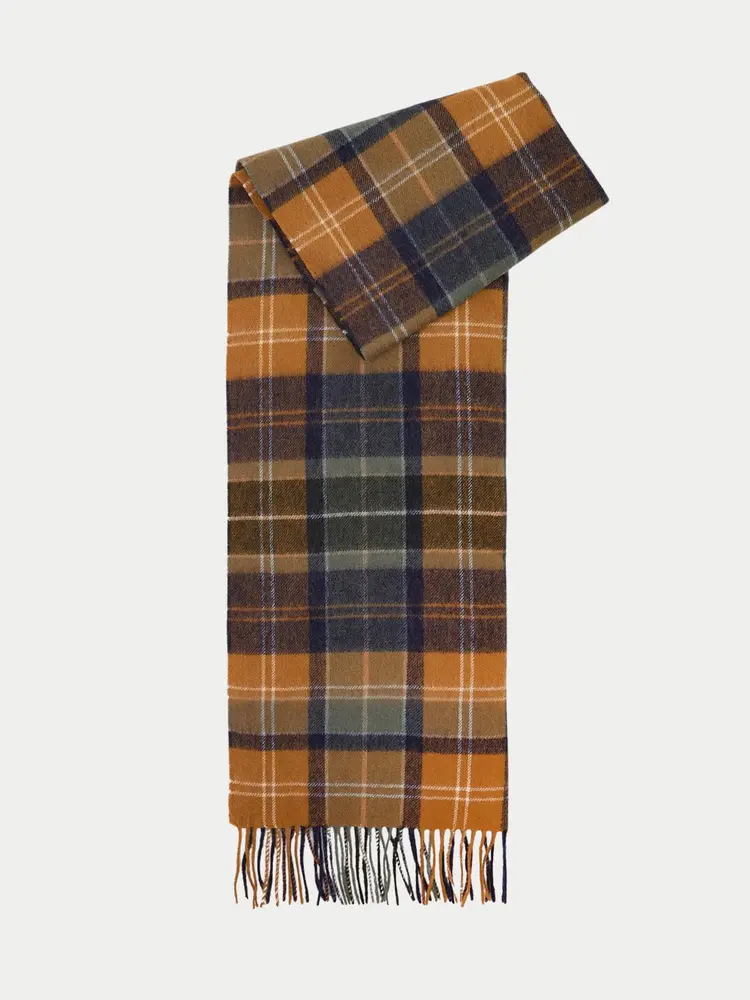 Barbour Brack Patchwork Tartan Scarf Forest - Bronze Brown