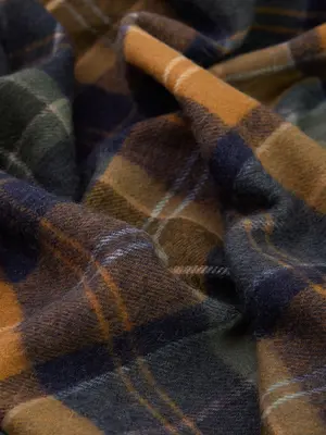 Barbour Brack Patchwork Tartan Scarf Forest - Bronze Brown