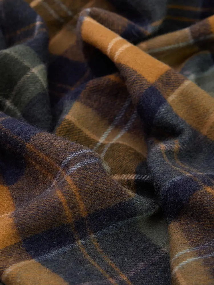 Barbour Brack Patchwork Tartan Scarf Forest - Bronze Brown