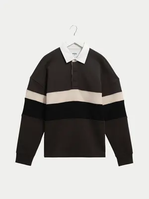 Wax London Rowhill Rugby Shirt Brown Black