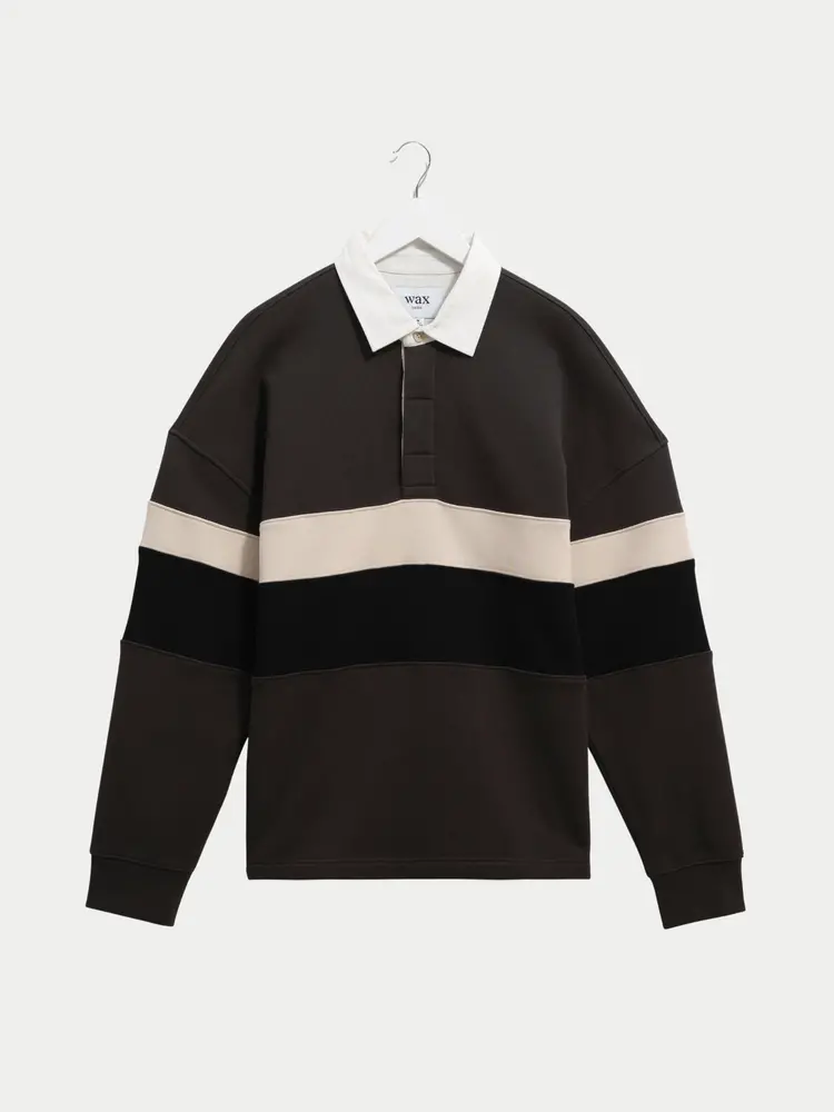 Wax London Rowhill Rugby Shirt Brown Black