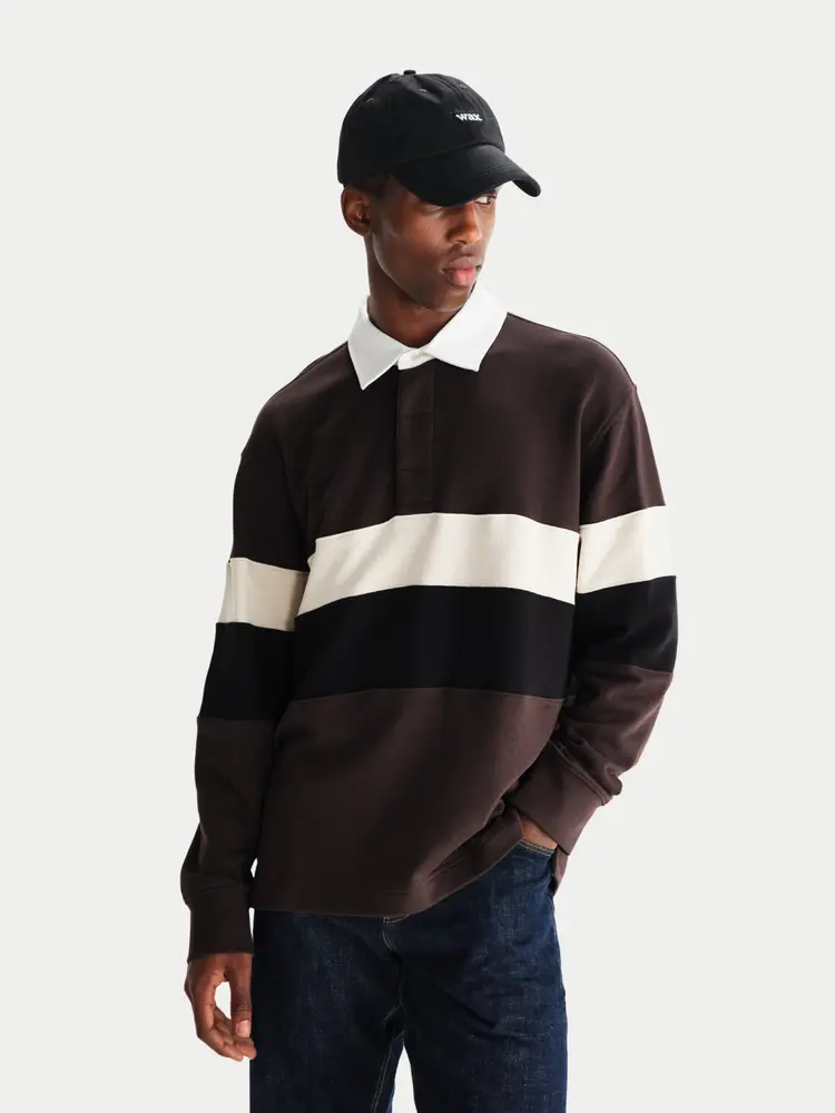 Wax London Rowhill Rugby Shirt Brown Black