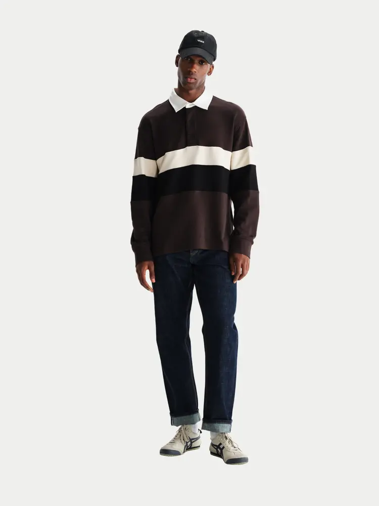 Wax London Rowhill Rugby Shirt Brown Black