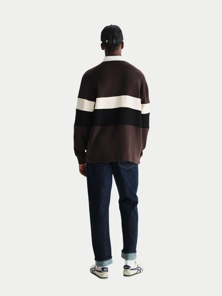 Wax London Rowhill Rugby Shirt Brown Black
