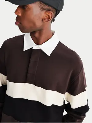 Wax London Rowhill Rugby Shirt Brown Black