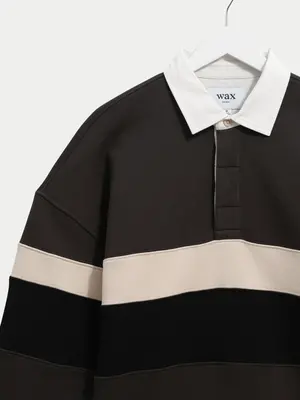 Wax London Rowhill Rugby Shirt Brown Black