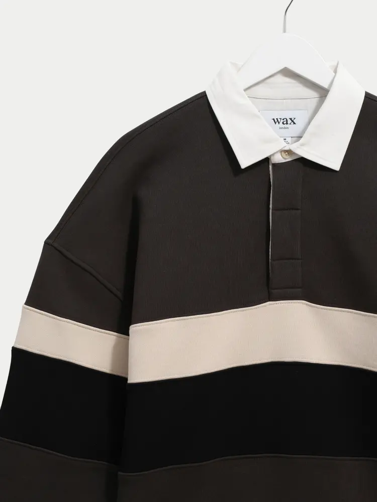 Wax London Rowhill Rugby Shirt Brown Black