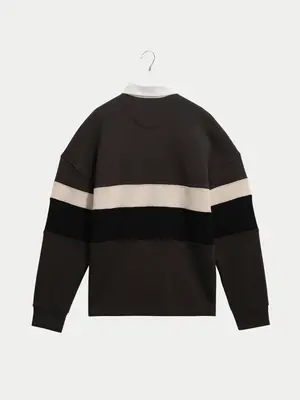 Wax London Rowhill Rugby Shirt Brown Black